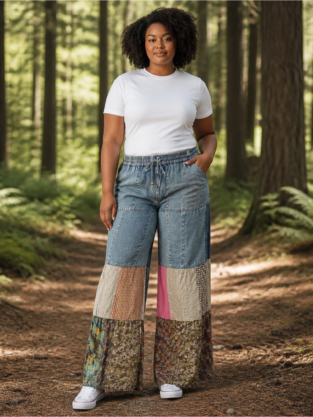 Y3 Young Threads Patchwork Wide-Leg Denim Pants Plus Size 3X